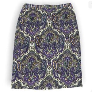 SK17041- J. CREW Women's NO.2 Cotton Pencil Skirt Pocket Multicolor Paisley